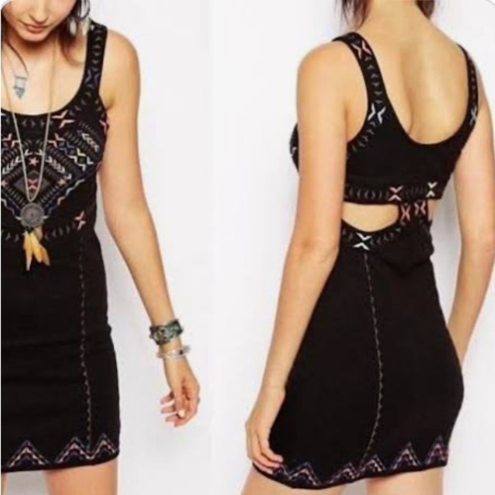 Free People size L embroidered knit dress
